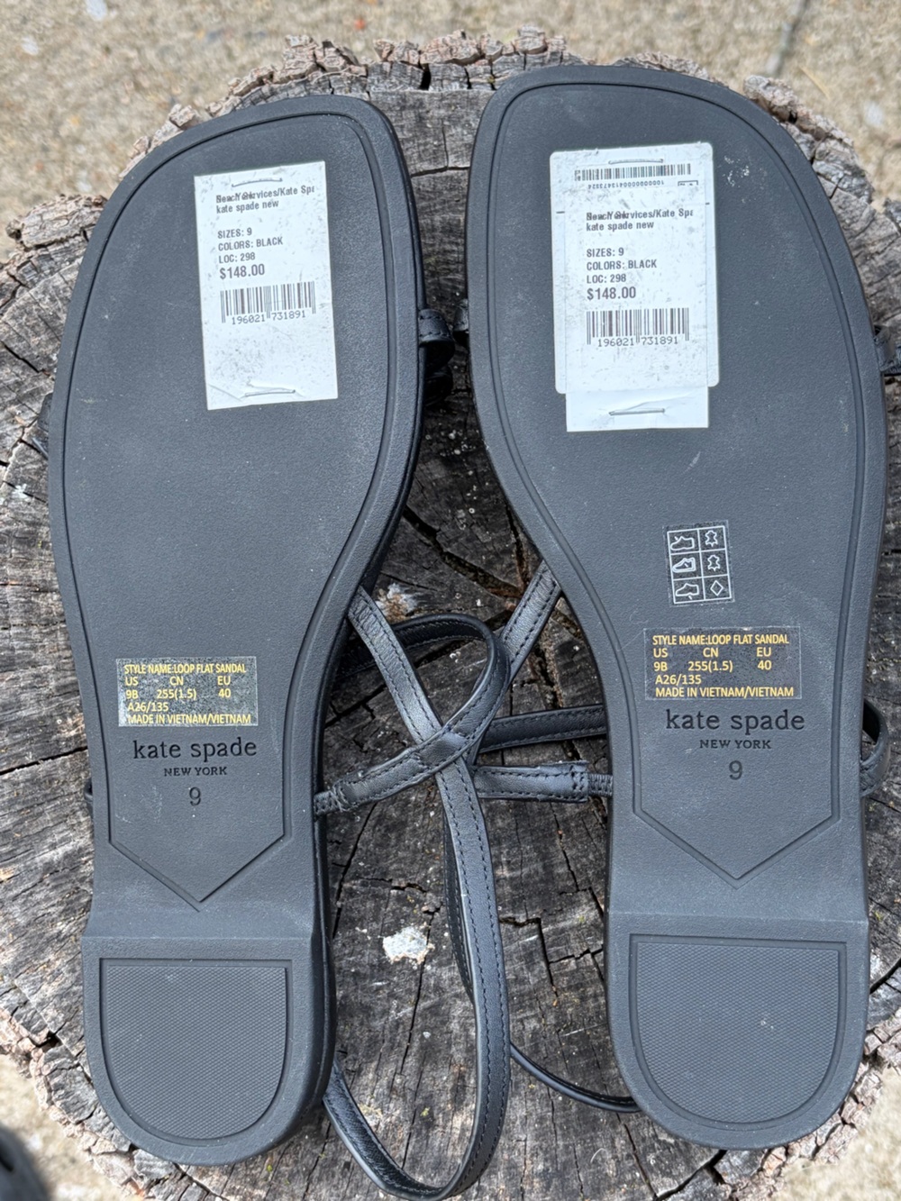 kate spade Black Leather Minimalist Strappy Sandals - Picture 3 of 4